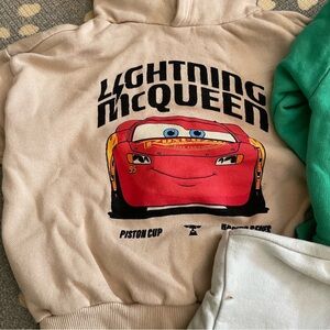 Zara Kids Lightning McQueen Hoodie - Cream and Red